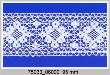 Cotton bobbin lace insert 75033, width 95 mm, light linen gray