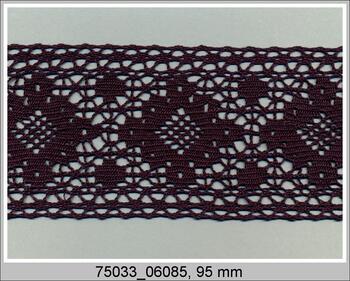 Cotton bobbin lace insert 75033, width 95 mm, black blue