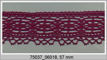 Cotton bobbin lace 75037, width 57 mm, violet