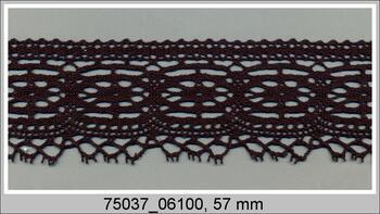 Cotton bobbin lace 75037, width 57 mm, black