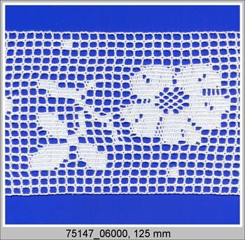 Cotton bobbin lace insert 75147, width 125 mm, white