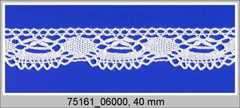 Cotton bobbin lace 75161, width 40 mm, white