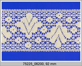 Cotton bobbin lace insert 75225, width 92 mm, ecru