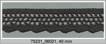 Cotton bobbin lace 75231, width 40 mm, dark olive