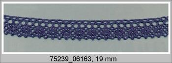 Cotton bobbin lace 75239, width 19 mm, blue