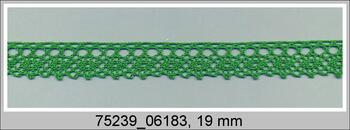 Cotton bobbin lace 75239, width 19 mm, grass green