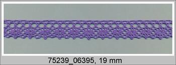 Cotton bobbin lace 75239, width 19 mm, purple II