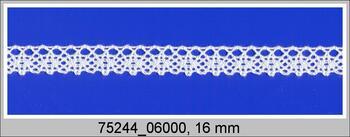 Cotton bobbin lace 75244, width 16 mm, white BD