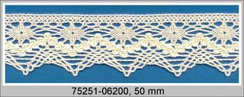 Cotton bobbin lace 75251, width 50 mm, ecru
