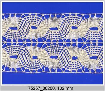 Cotton bobbin lace insert 75257, width 102 mm, ecru