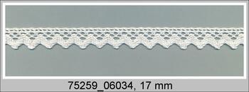 Cotton bobbin lace 75259, width 17 mm, light cream
