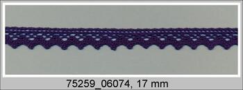Cotton bobbin lace 75259, width 17 mm, dark blue