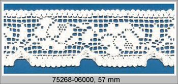 Cotton bobbin lace 75268, width 55 mm, white - 1
