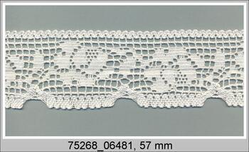 Cotton bobbin lace 75268, width 55 mm, ivory