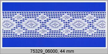 Cotton bobbin lace insert 75329, width 44 mm, white