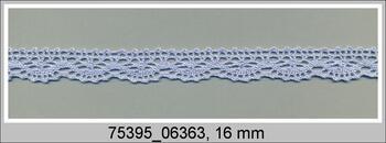 Cotton bobbin lace 75395, width 16 mm, light blue