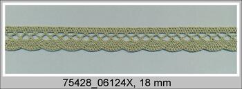 Cotton bobbin lace 75428, width 18 mm, green olive