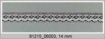 Paličkovaná krajka 81215 bavlněná, šířka 14 mm, bílá/černá