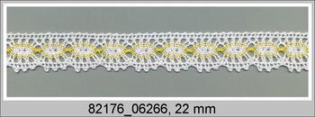 Paličkovaná krajka 82176 bavlněná, šířka 22 mm, bílá/žlutá