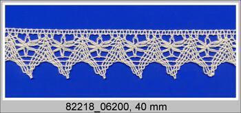 Cotton bobbin lace 82218, width 40 mm, ecru