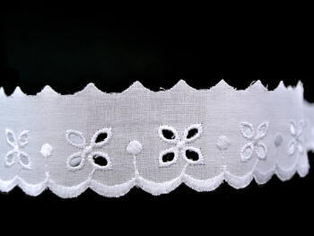 Cotton embroidery lace 65003, width 30 mm, white - 1