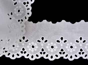 Cotton embroidery lace 65005, width 52 mm, white - 1