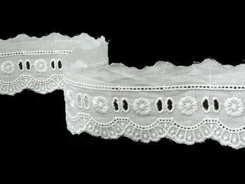 Cotton embroidery lace 65136, width 45 mm, white - 1