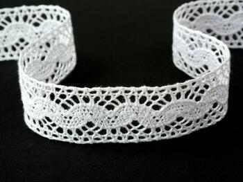 Cotton bobbin lace insert 73002, width 32 mm, white - 1