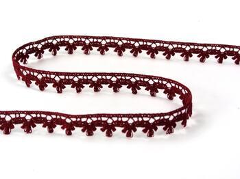 Cotton bobbin lace 73010, width 13 mm, cranberry - 1