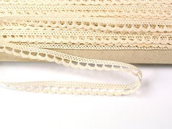 Cotton bobbin lace 73012, width 10 mm, cream - 1