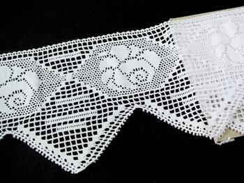 Cotton bobbin lace 75010, width 135 mm, white - 1