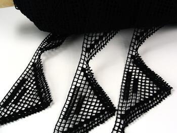 Cotton bobbin lace 75011, width 60 mm, black - 1