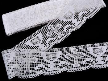 Cotton bobbin lace 75017, width 48 mm, white, 10 m - 1