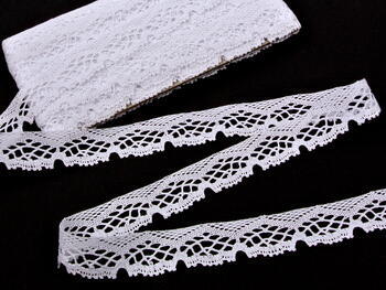 Cotton bobbin lace 75019, width 31 mm, white - 1