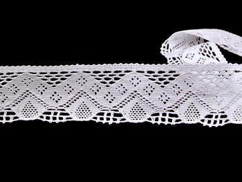 Cotton bobbin lace 75027, width 40 mm, white - 1