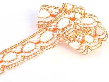 Bobbin lace No. 75032 white/rich orange | 30 m - 1
