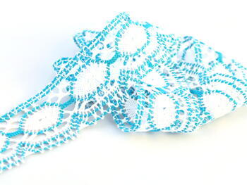 Bobbin lace No. 75032 white/turquoise | 30 m - 1