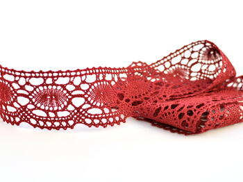 Cotton bobbin lace 75032, width 45 mm, cranberry