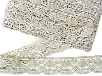 Cotton bobbin lace 75032, width 45 mm, light linen/ecru