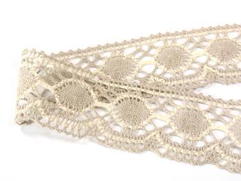 Cotton bobbin lace 75032, width 45 mm, light linen/ecru - 1