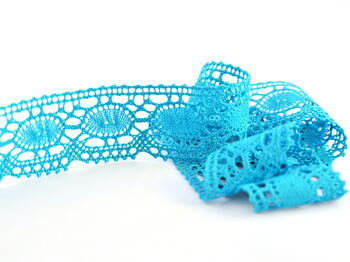 Cotton bobbin lace 75032, width 45 mm, turquoise - 1