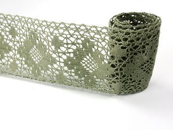 Cotton bobbin lace insert 75033, width 95 mm, dark linen gray - 1