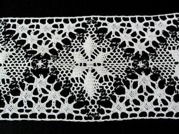 Cotton bobbin lace insert 75034, width 110 mm, white/black - 1