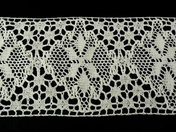Cotton bobbin lace insert 75034, width 110 mm, ecru - 1
