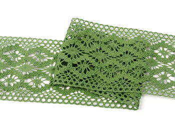 Cotton bobbin lace insert 75036, width 100 mm, olive - 1