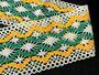 Cotton bobbin lace insert 75036, width 100 mm, ecru/yellow/green - 1/4