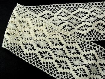 Cotton bobbin lace insert 75036, width 100 mm, ecru - 1