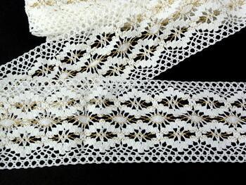 Cotton bobbin lace insert 75036, width 100 mm, white/Lurex gold - 1