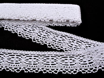 Cotton bobbin lace 75037, width 57 mm, white - 1
