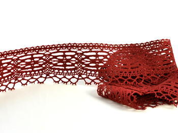 Cotton bobbin lace 75037, width 57 mm, cranberry